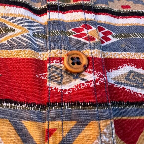 PS Sport Striped Abstract 100% Cotton Button-up Shirt Sz M - Picture 5 of 6